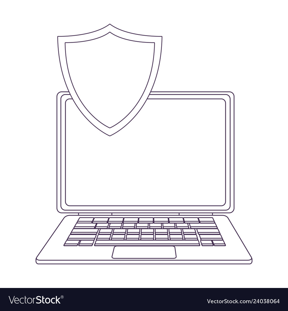 Computer with security symbol vector image Computer with security symbol