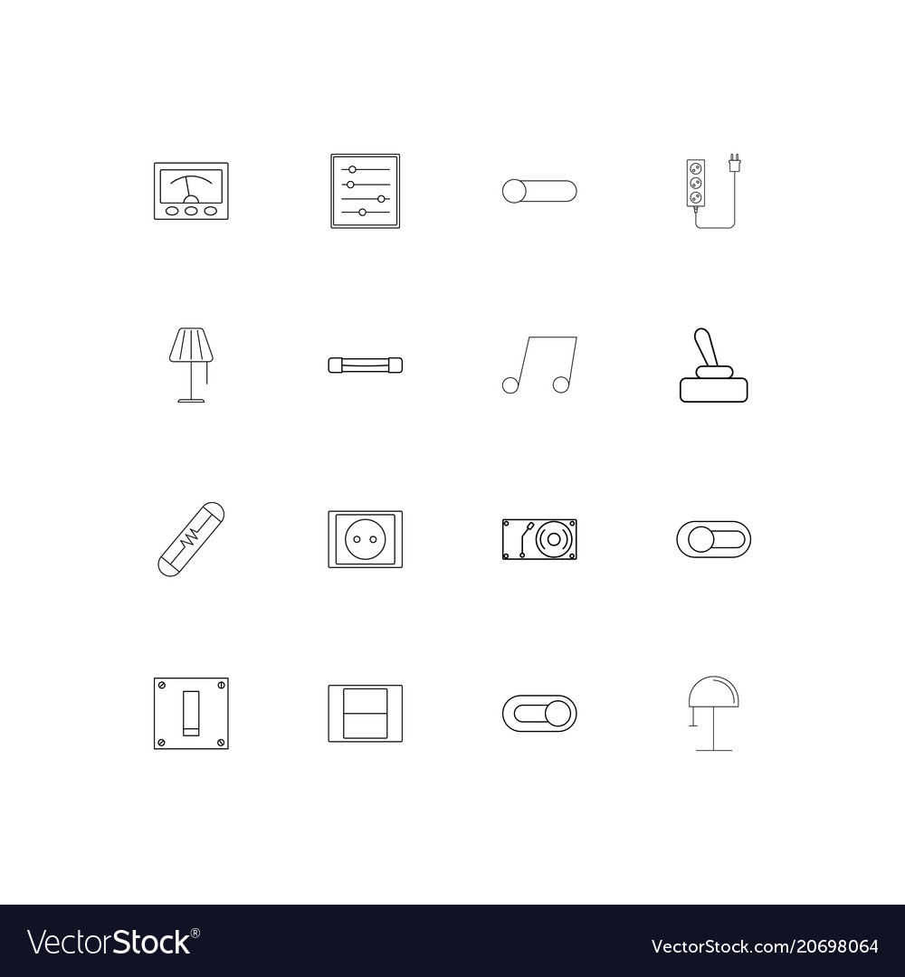 Electrical simple linear icons set outlined