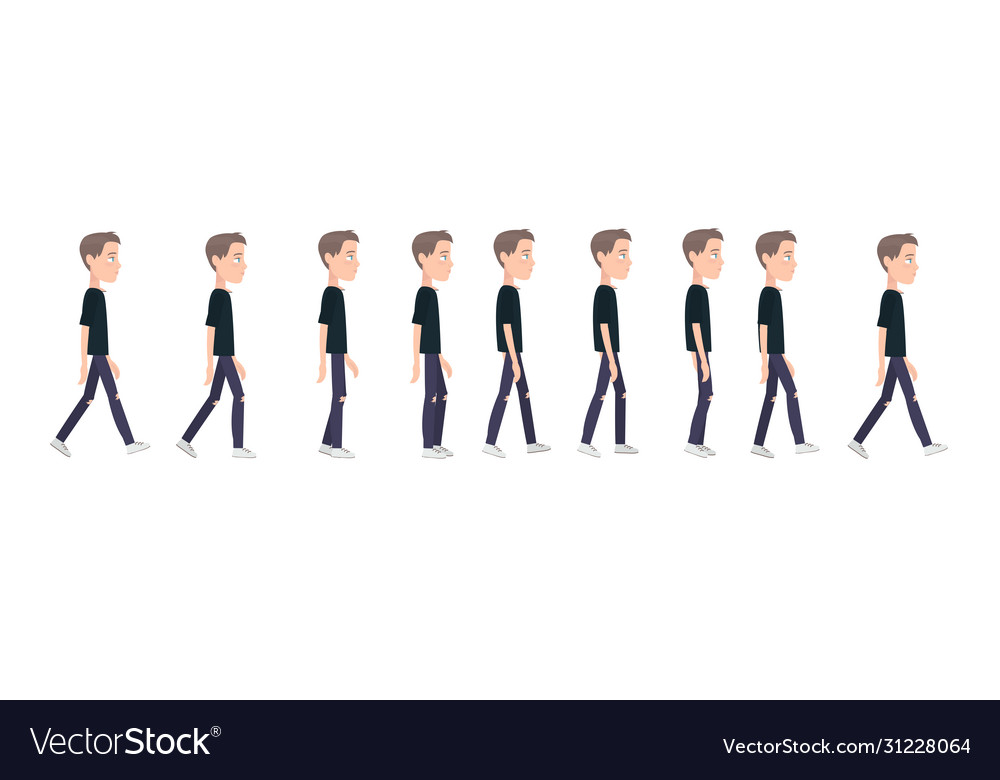 Full cycle gait animation a boy Royalty Free Vector Image