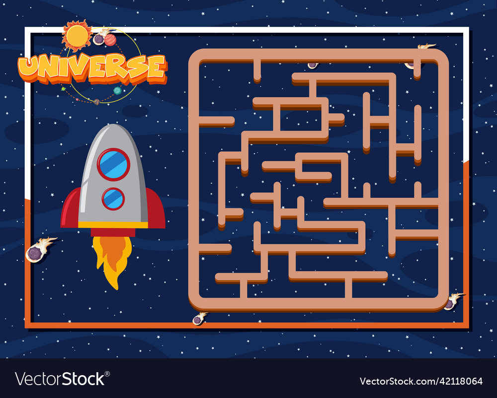 Game template with space theme background vector image Game template with space theme background