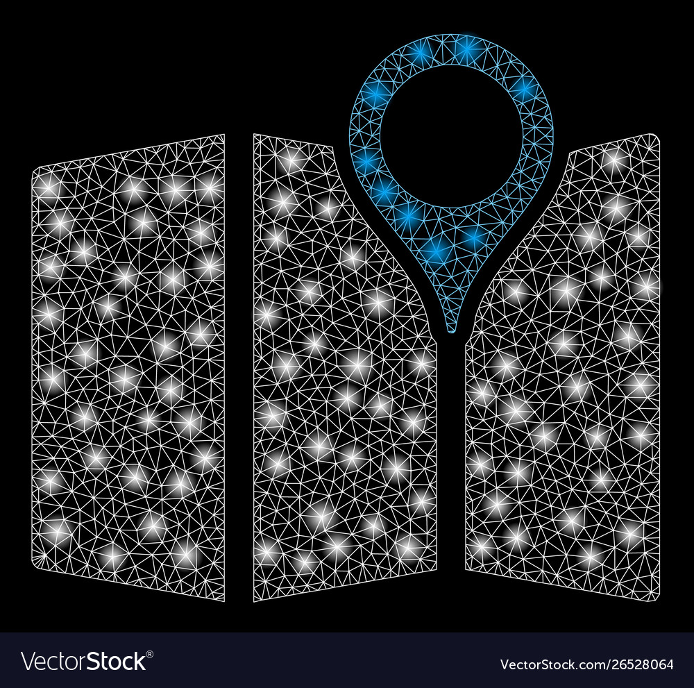 Glowing mesh network paper map with flash spots Vector Image Glowing mesh network paper map with flash spots