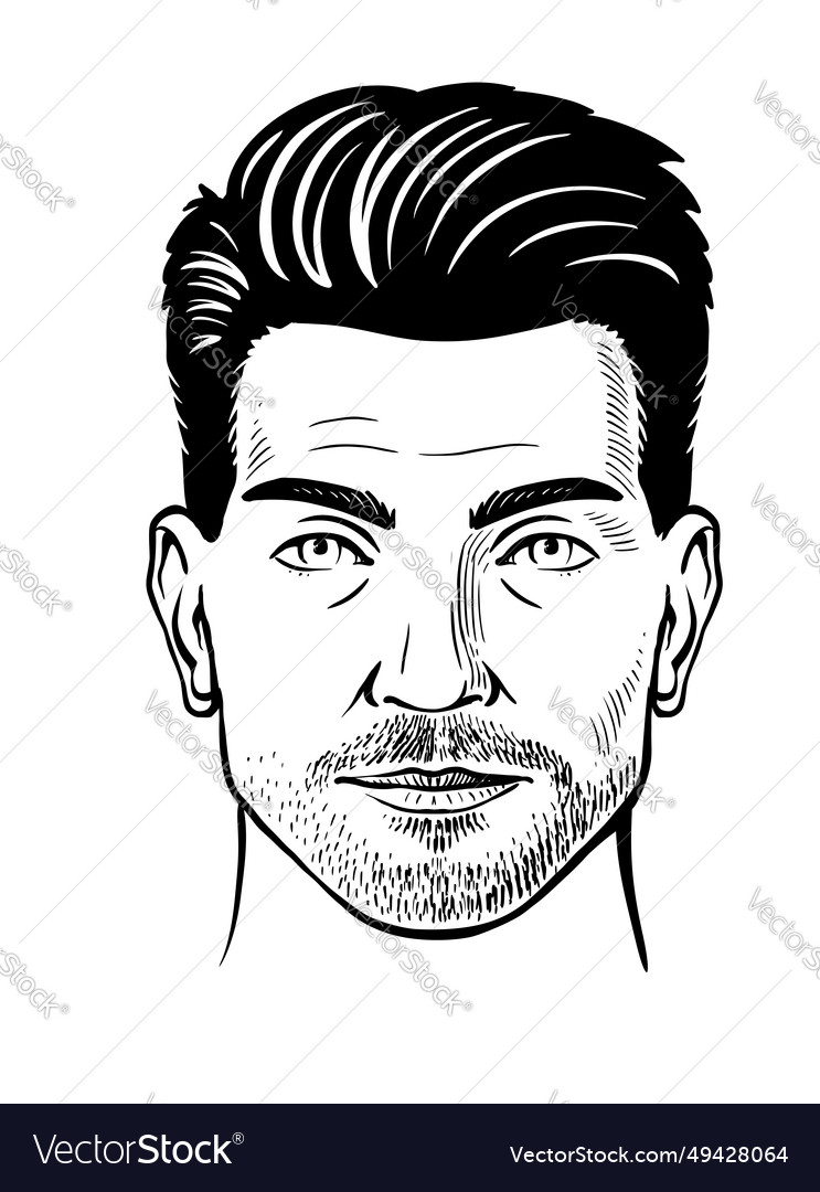 Man with hairstyle unshaven mans face Royalty Free Vector