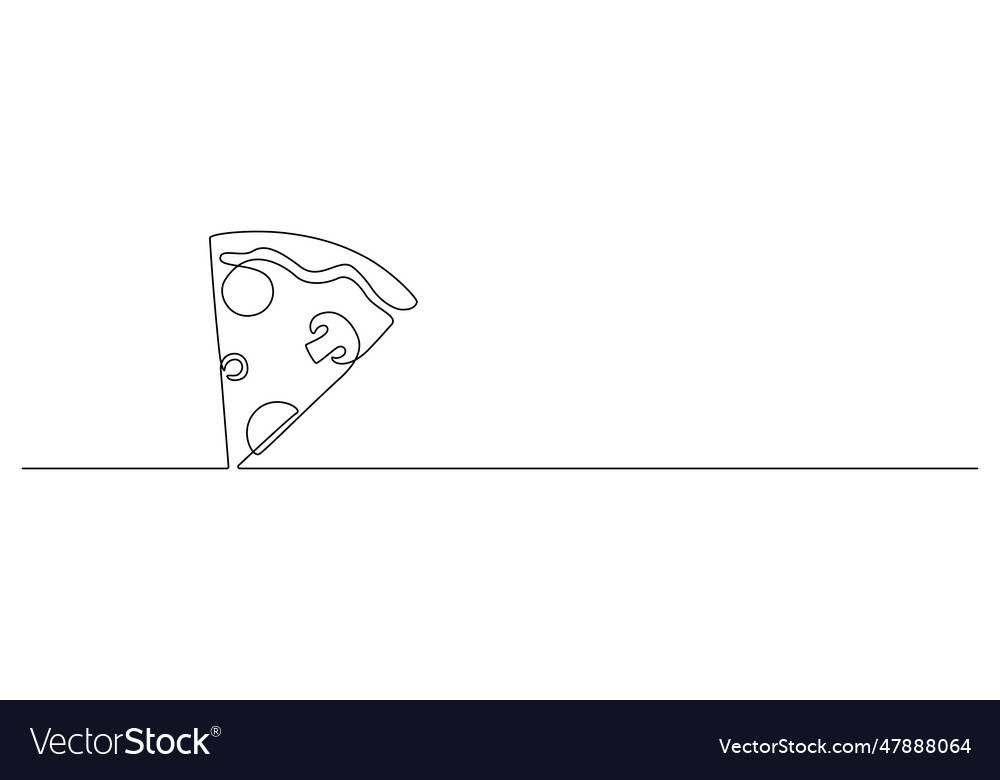 One continuous line drawing of pizza slice symbol Vector Image One continuous line drawing of pizza slice symbol