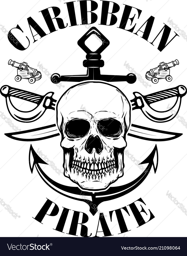 pirates emblem template with swords and pirate vector image