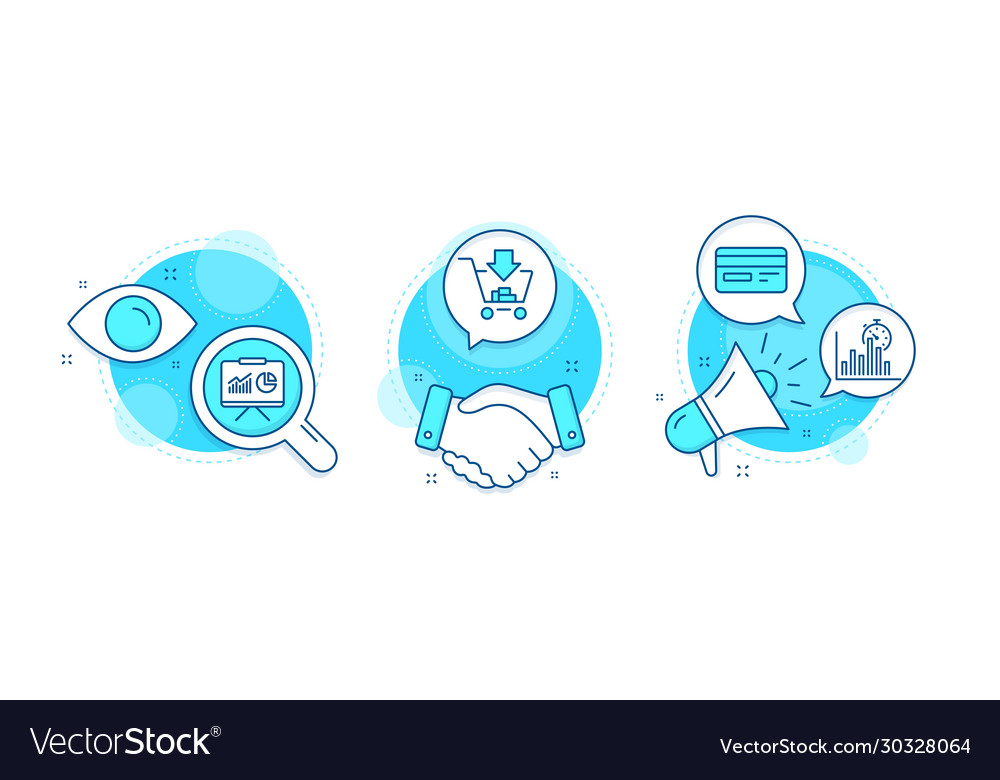 Presentation report timer and credit card icons vector image Presentation report timer and credit card icons