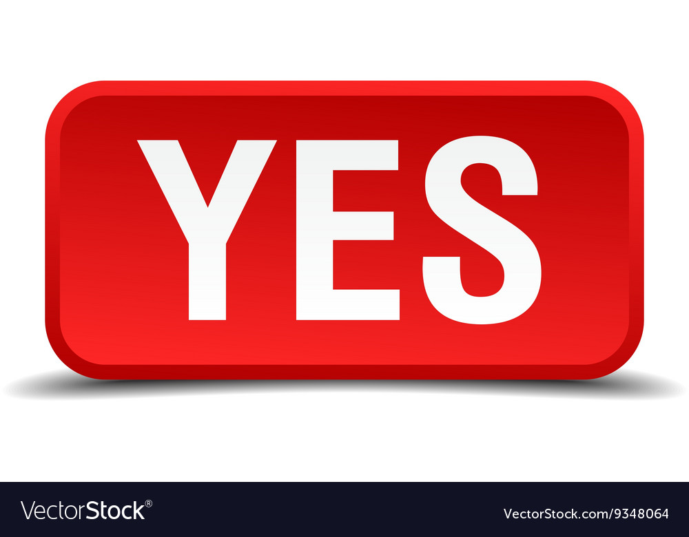 Red 3D Square Button - Yes