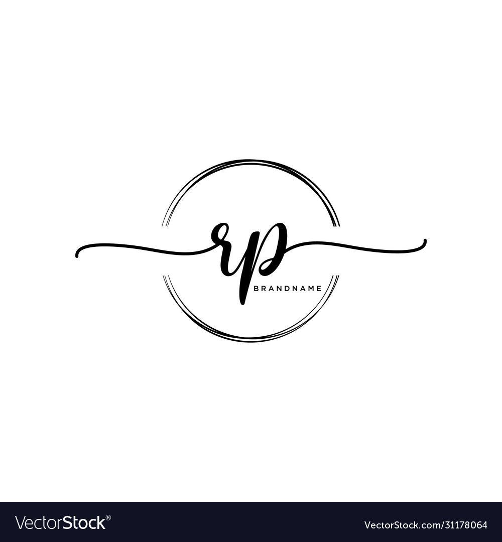 Rp initial handwriting logo with circle template