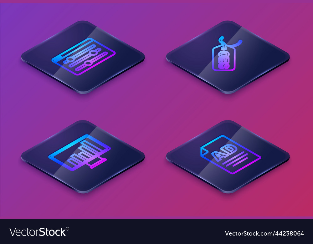 Set isometric line browser setting monitor vector image Set isometric line browser setting monitor