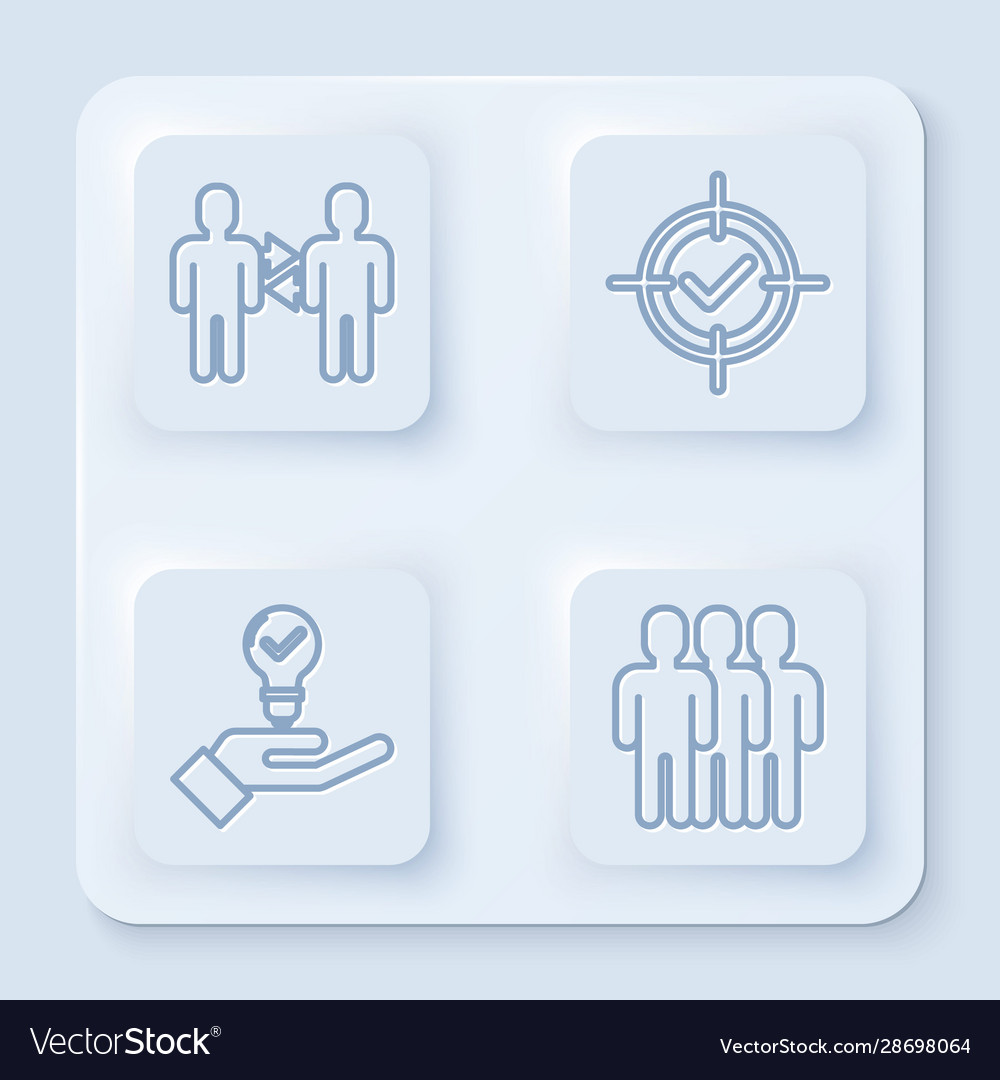 Set line project team base target and check mark vector image Set line project team base target and check mark