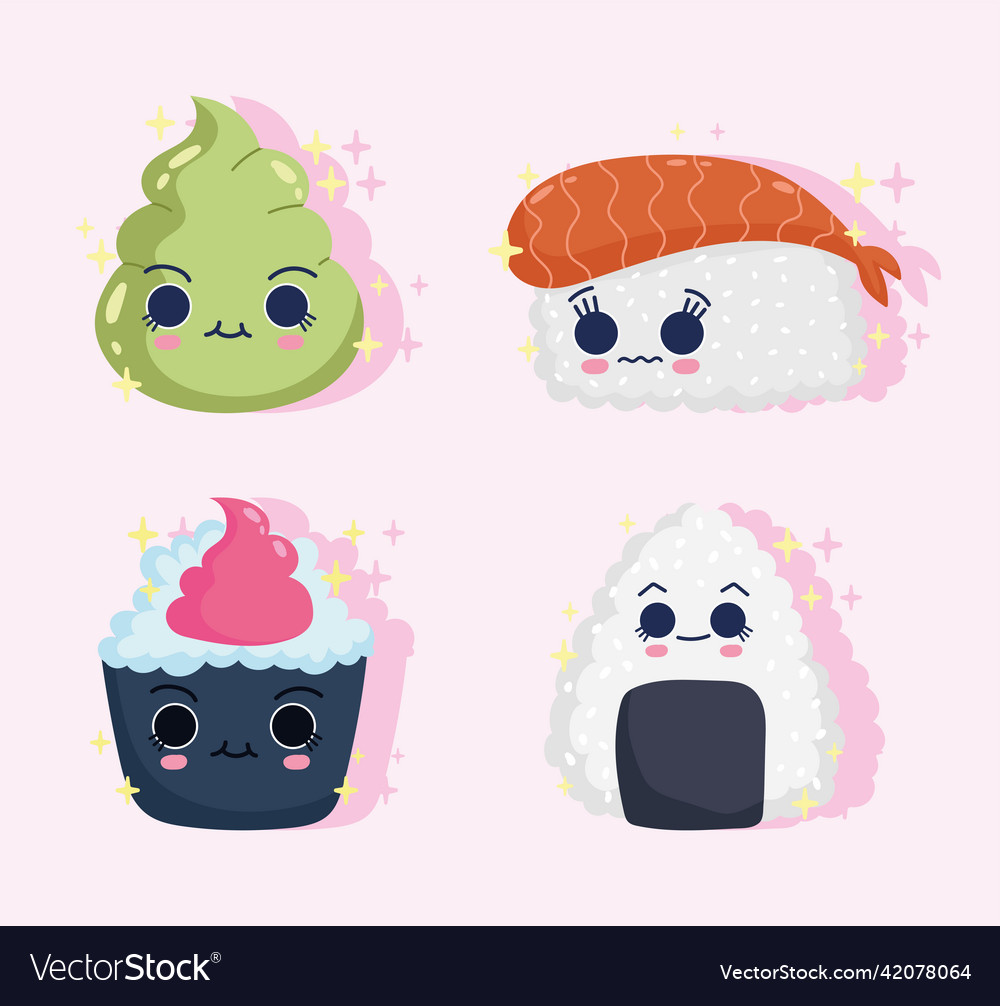 Set of sushi kawaii