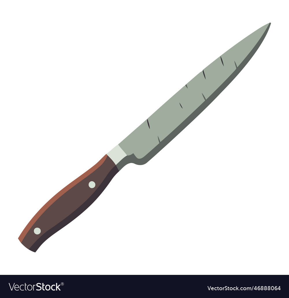 Sharp steel blade handle of wood kitchen knife Vector Image