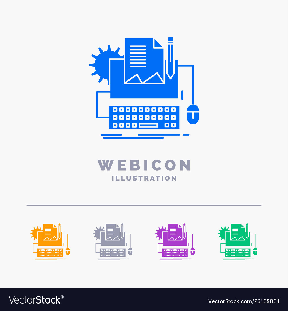 Typewriter Keyboard Paper Icon Set