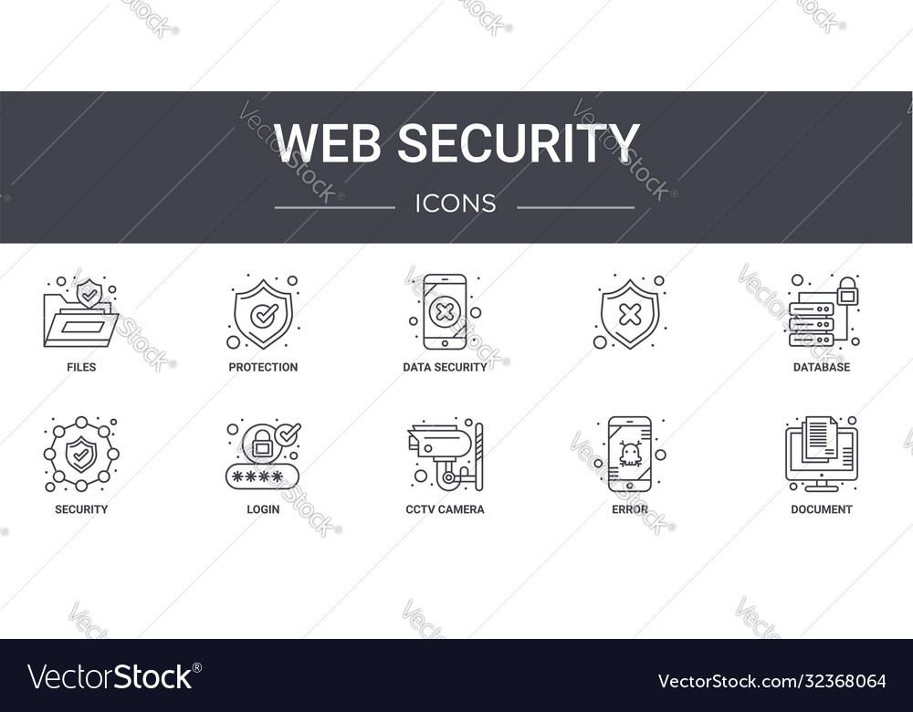Web security concept line icons set contains vector image Web security concept line icons set contains