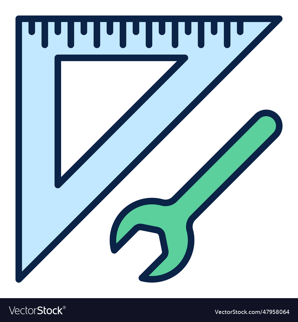 Wrench and triangular ruler concept colored icon