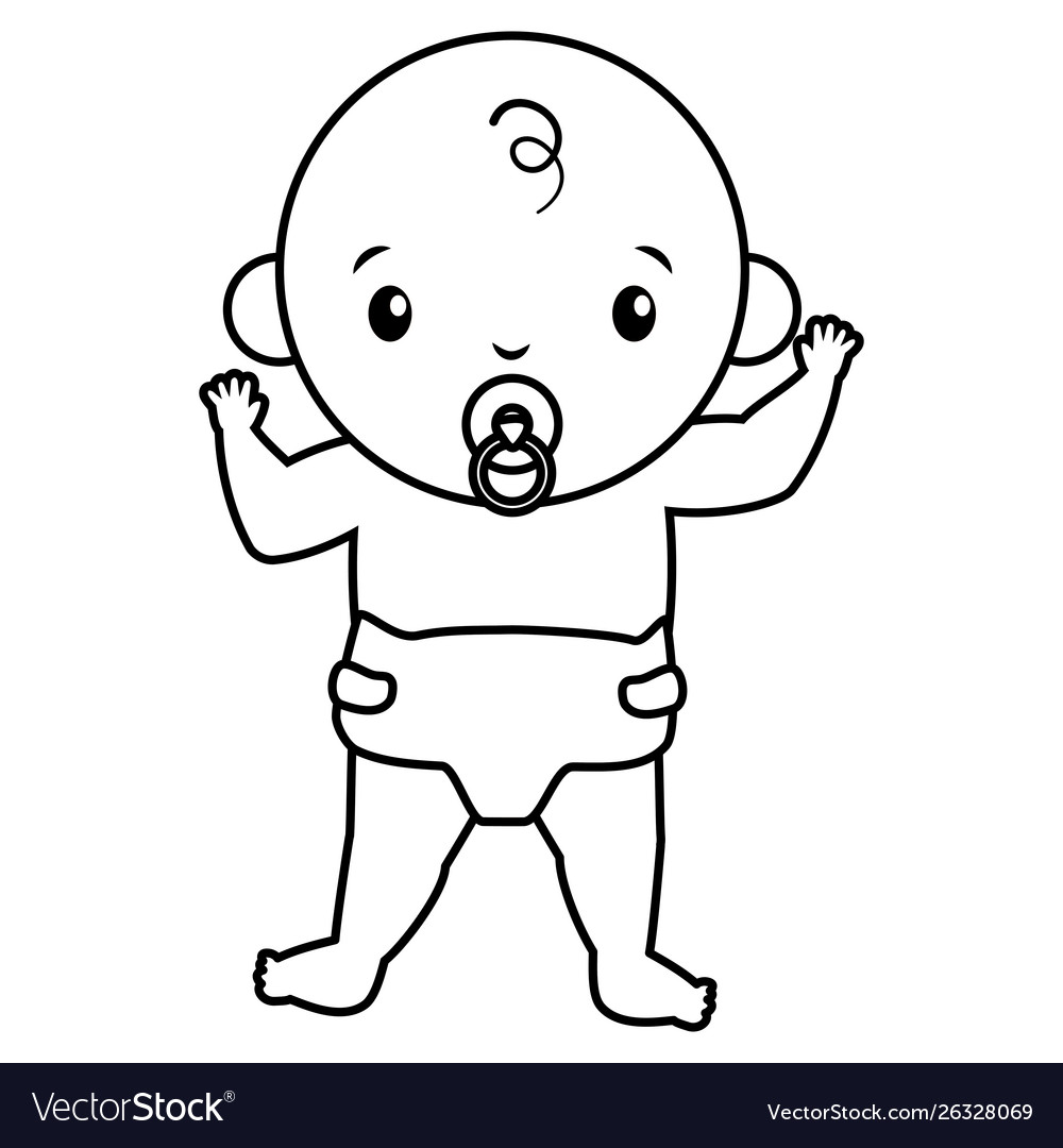 Baby boy with pacifier on white background