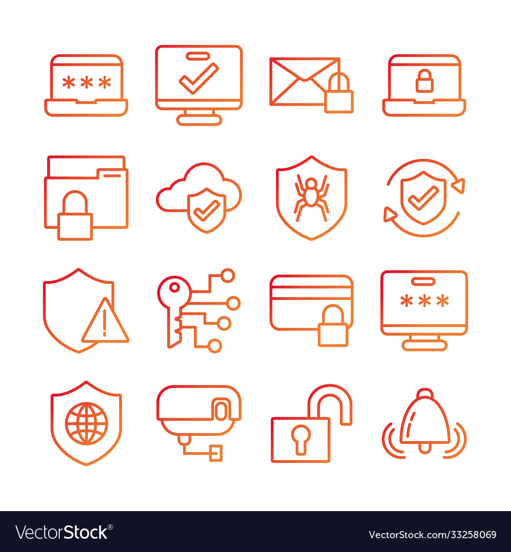 Bundle data security set icons Vector Image Bundle data security set icons
