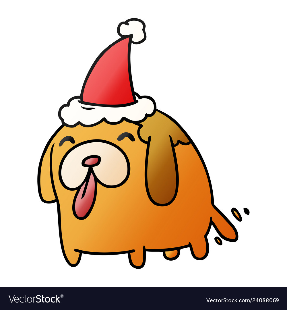 Christmas gradient cartoon of kawaii dog Vector Image