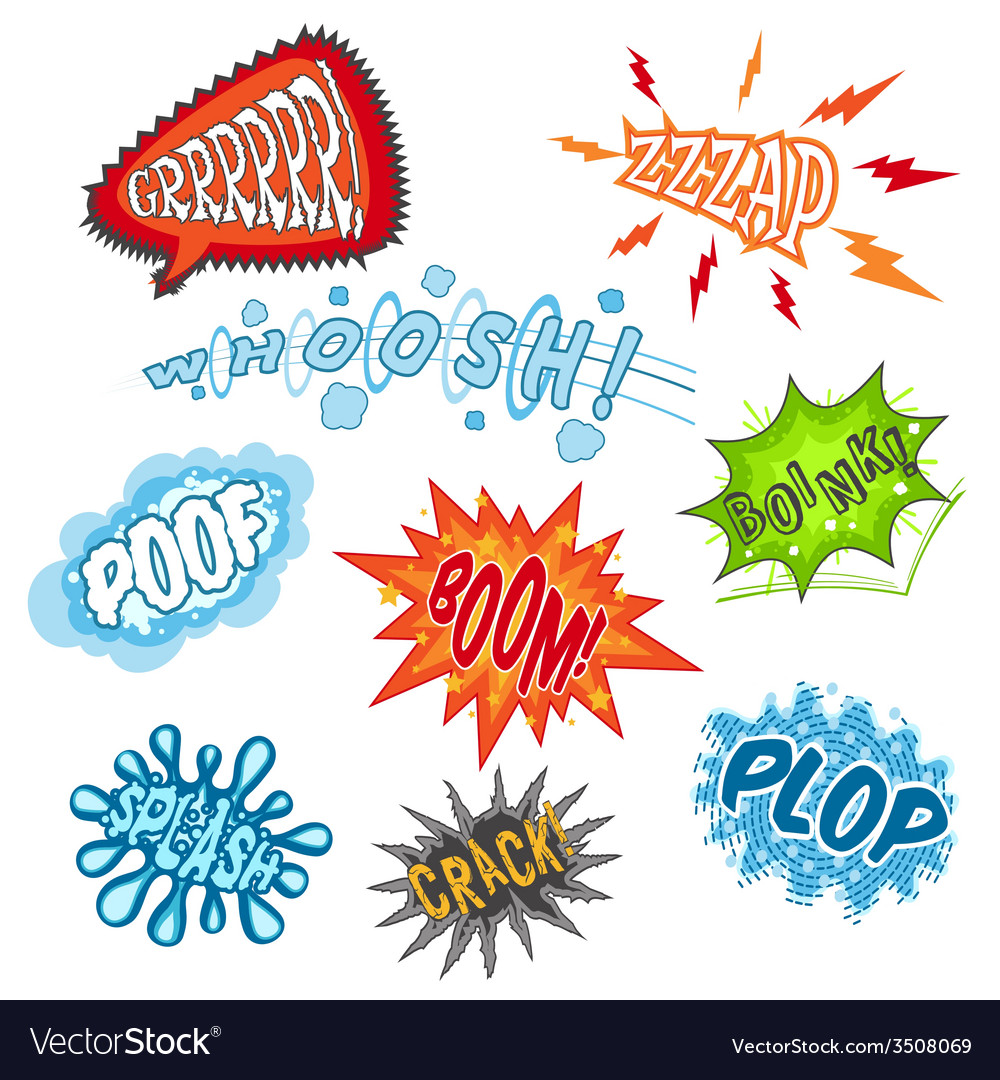 Comic Sound Set Royalty Free Vector Image - Vectorstock