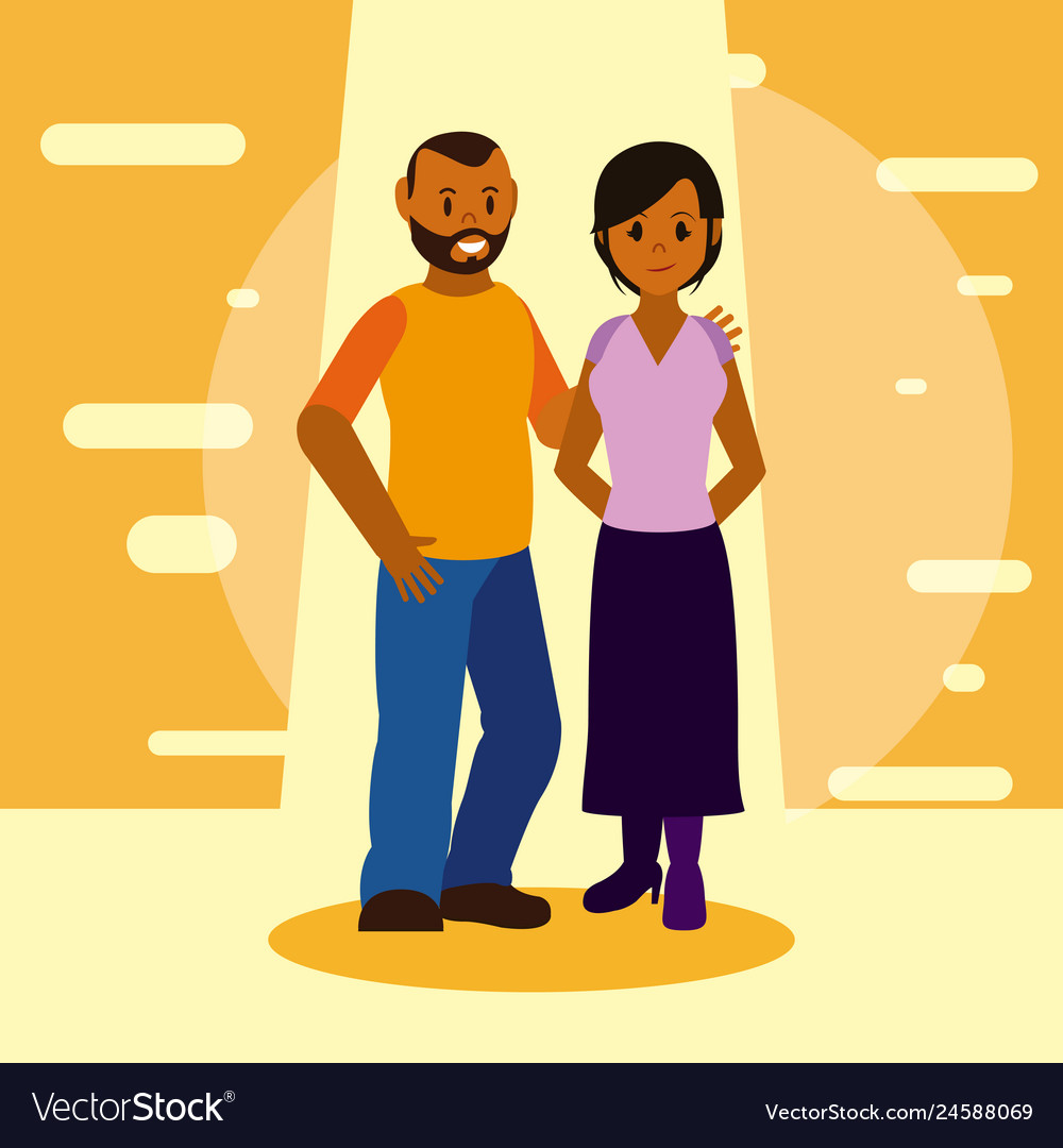 Cute young couple Royalty Free Vector Image - VectorStock