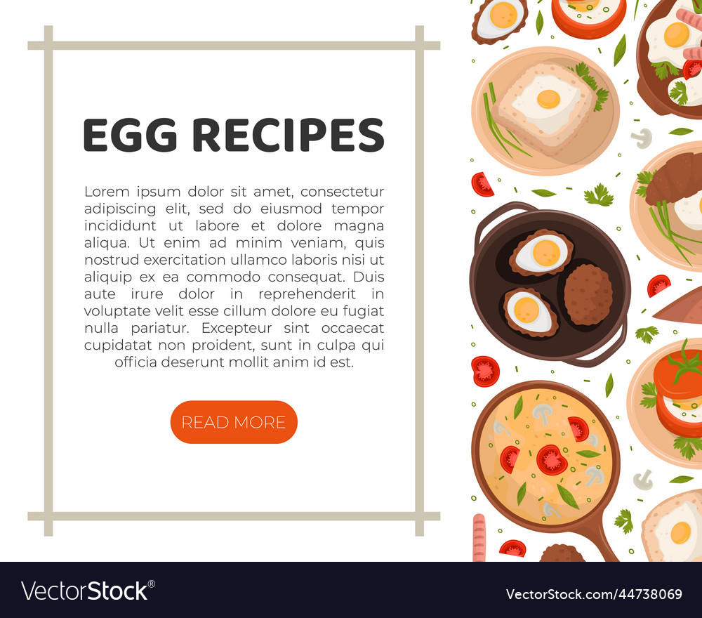 Egg recipes landing page template with space