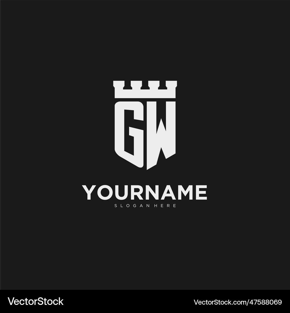 Initials gw logo monogram with shield Royalty Free Vector