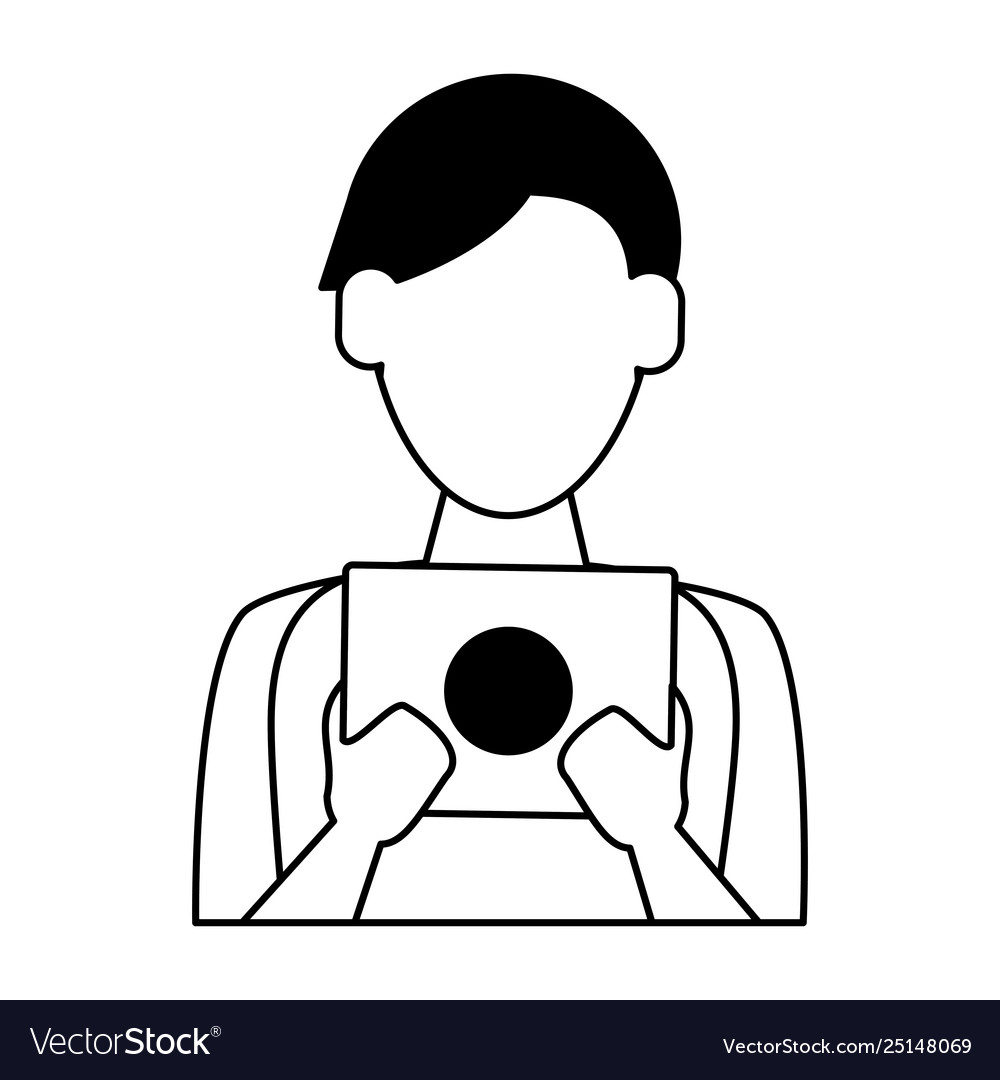 Man using tablet vector image Man using tablet