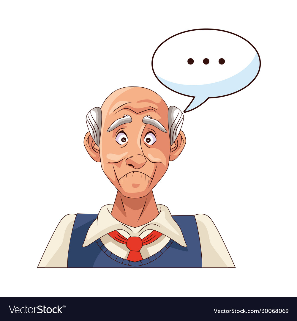 Old grandfather with consecutive points in speech vector image Old grandfather with consecutive points in speech