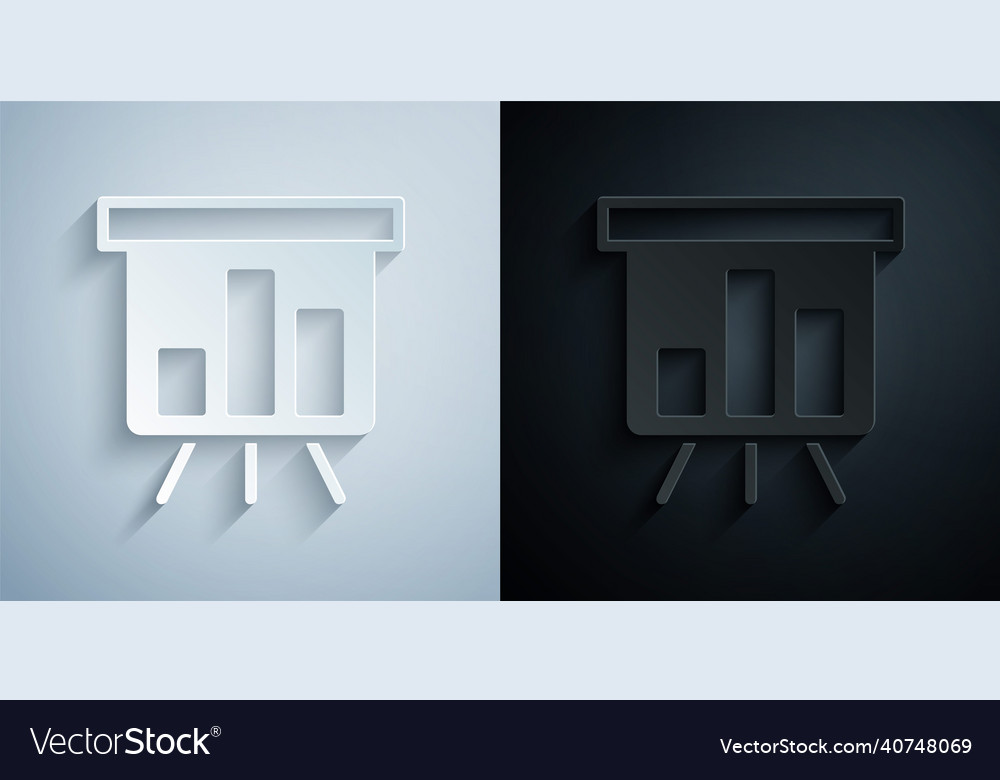 Paper cut board with graph chart icon isolated vector image Paper cut board with graph chart icon isolated