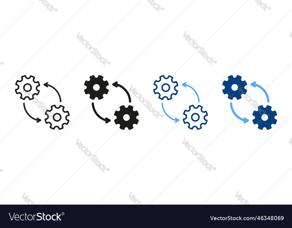 Progress and workflow symbol collection cog wheel vector image Progress and workflow symbol collection cog wheel