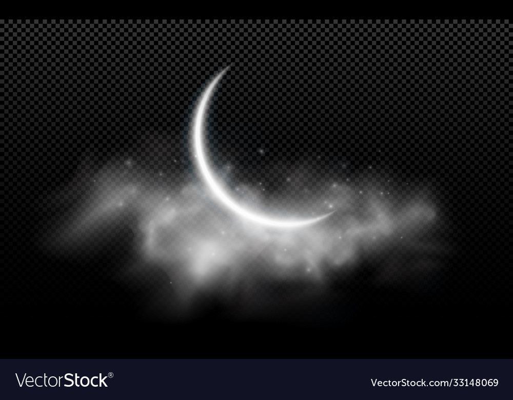 Realistic moon month with clouds isolated