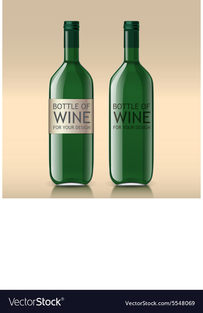 Realistic sample of empty green bottles