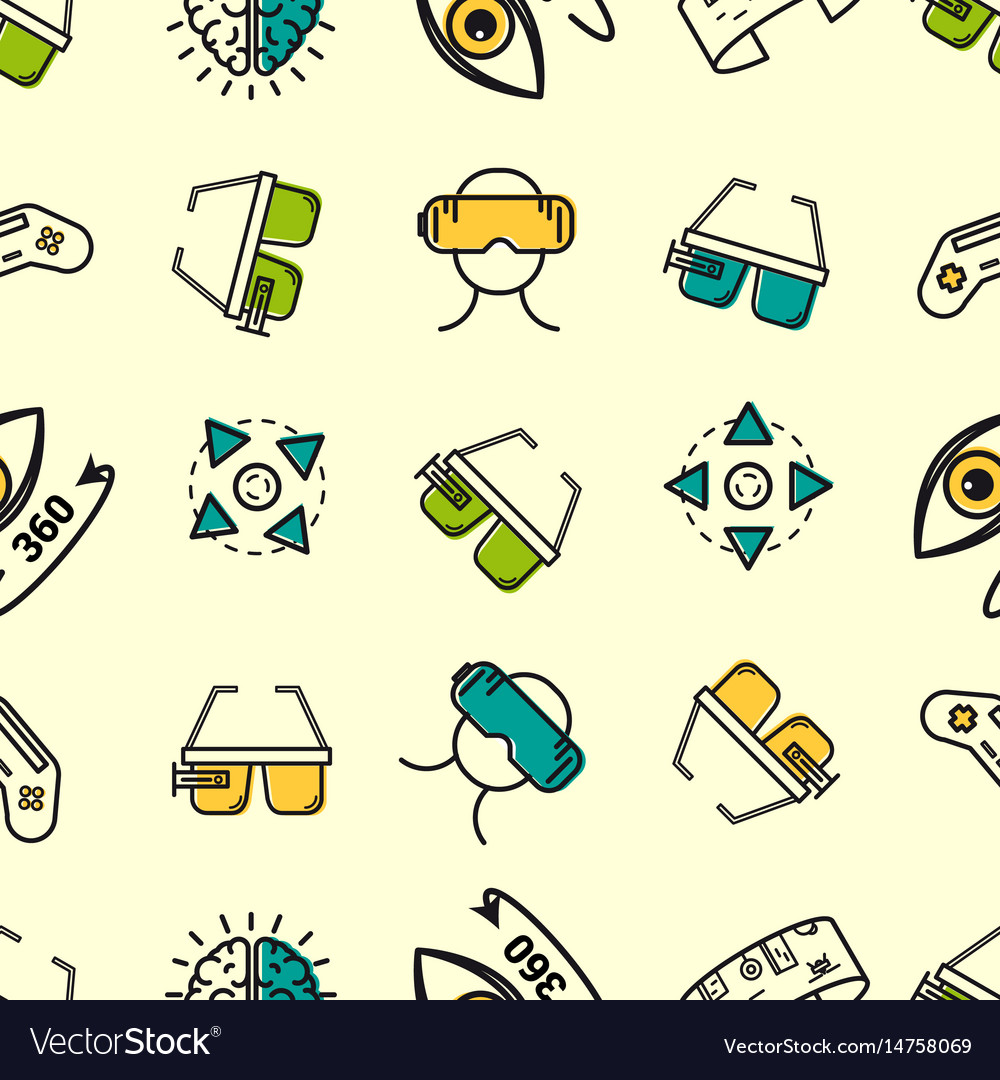 Seamless pattern with colored vr elements