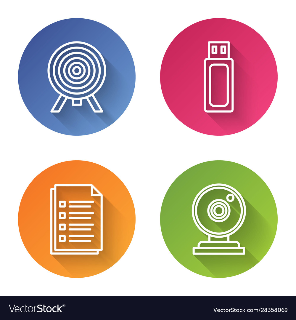 Set line target usb flash drive file document vector image Set line target usb flash drive file document