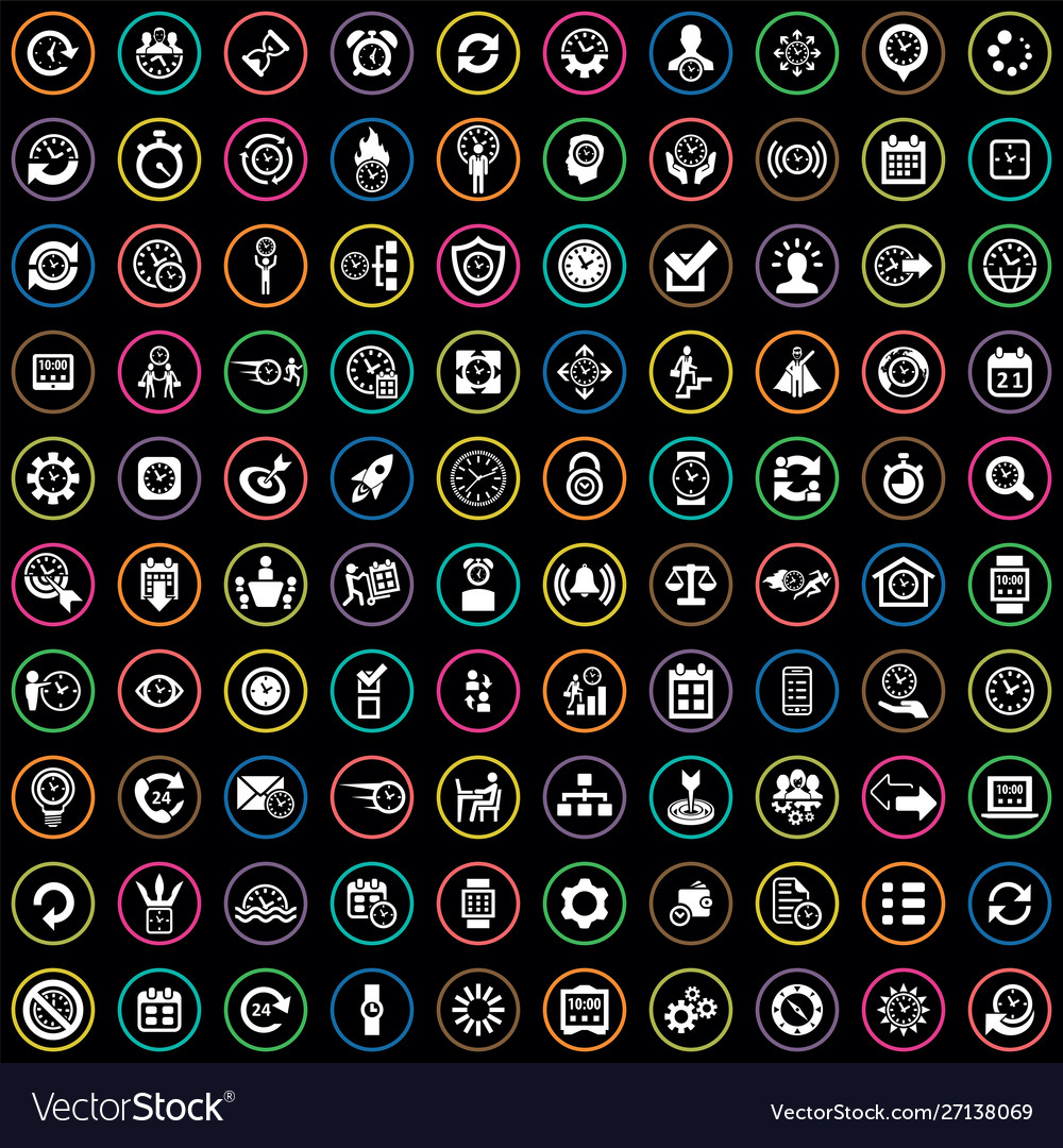 Time management 100 icons universal set for web