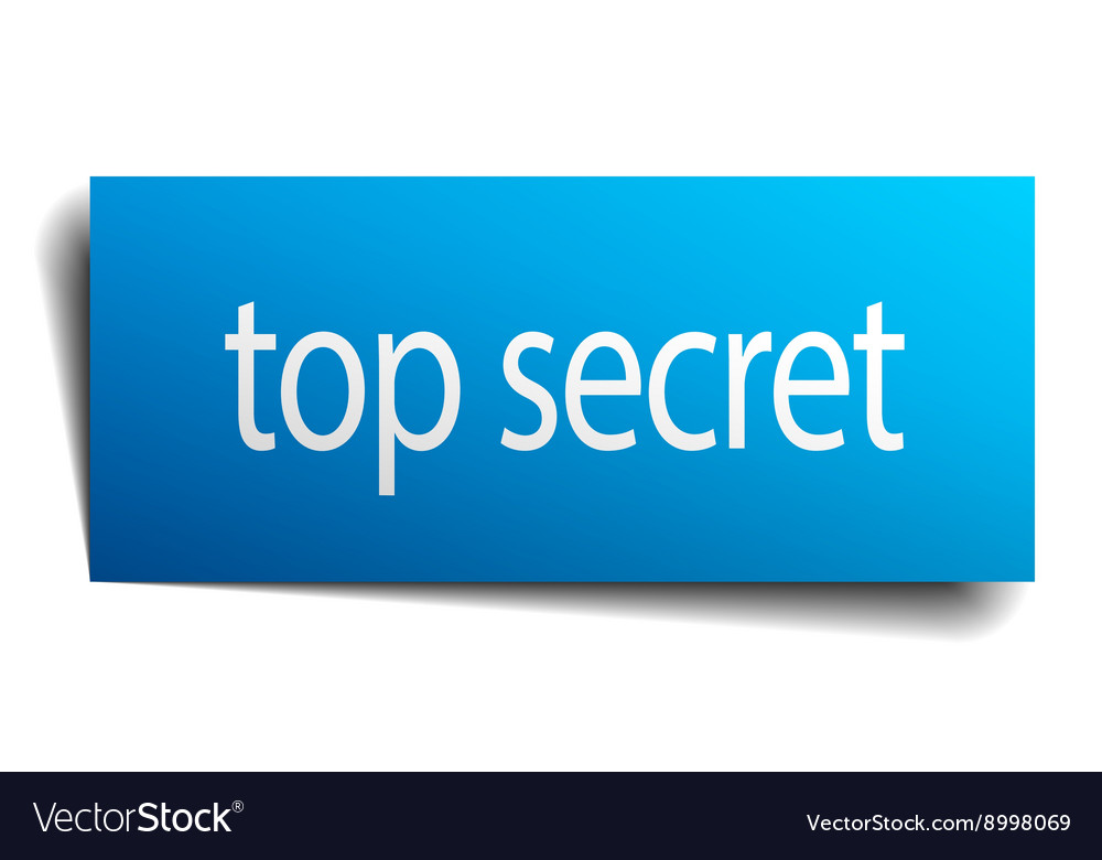 Top secret blue paper sign isolated on white