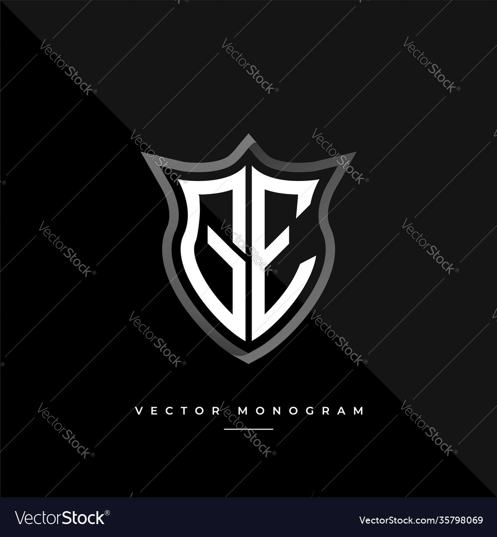 Trendy ge monogram on shield isolated dark