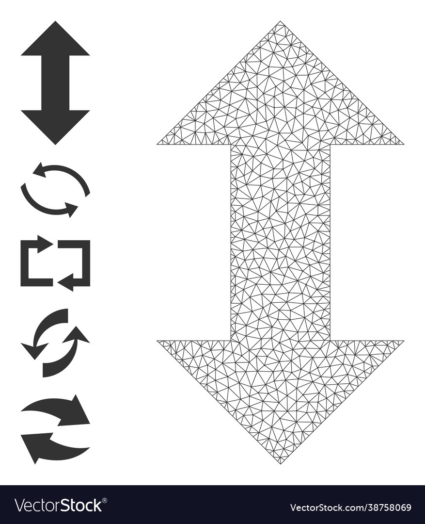Web mesh vertical exchange arrows icon with simple vector image Web mesh vertical exchange arrows icon with simple