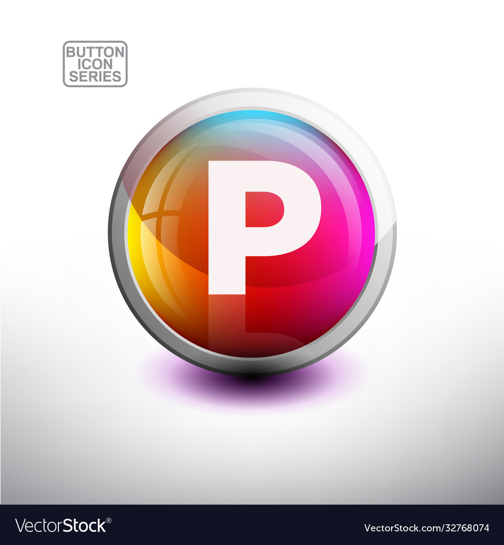 Alphabet in glossy button for web icon