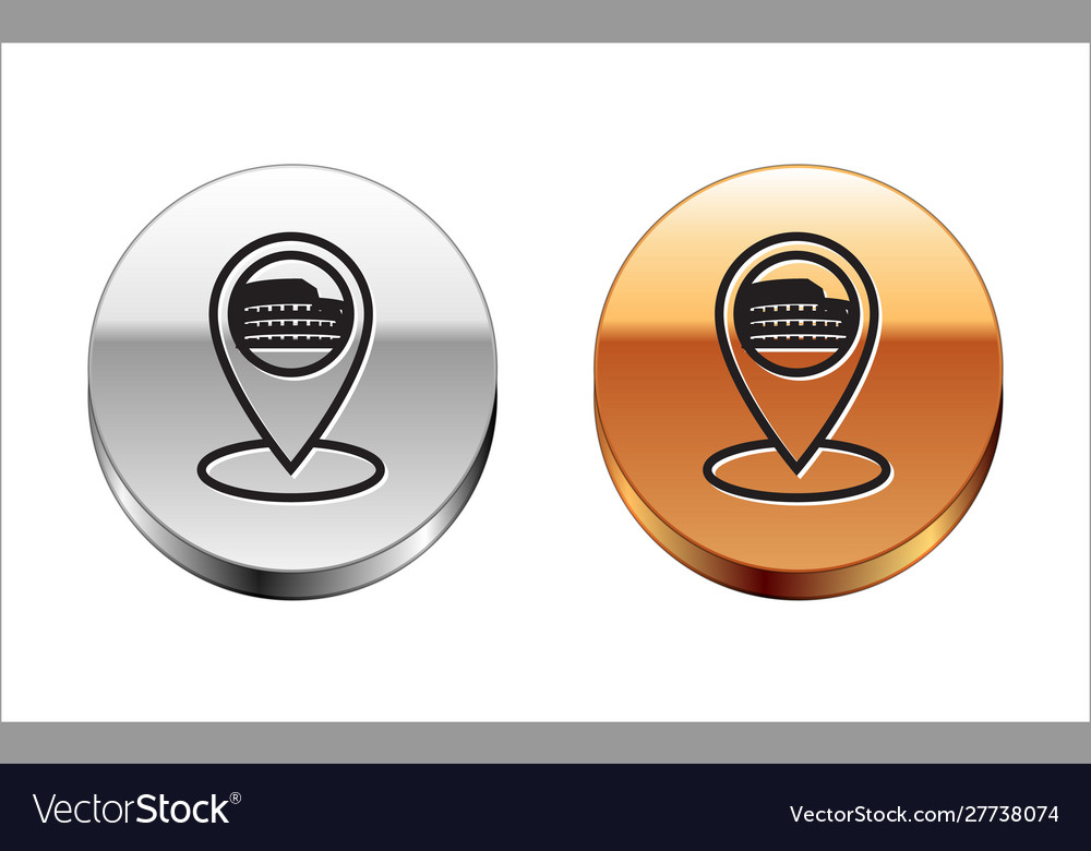 Black line map pointer with coliseum in rome vector image Black line map pointer with coliseum in rome