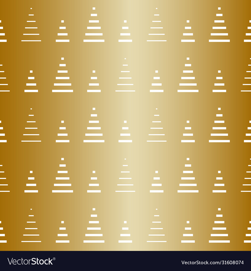 Christmas tree repeat pattern gold background vector image Christmas tree repeat pattern gold background
