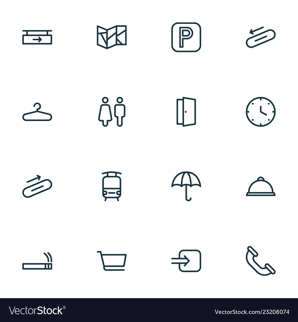 Direction icons line style set with steps up vector image Direction icons line style set with steps up