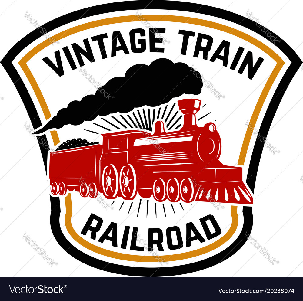 Emblem template with retro train rail road Vector Image