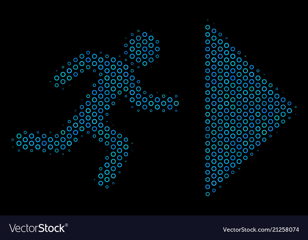 Exit direction composition icon of halftone vector image Exit direction composition icon of halftone