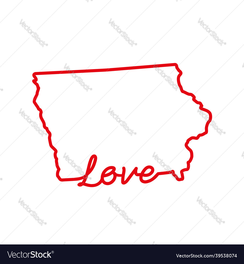 Iowa us state red outline map