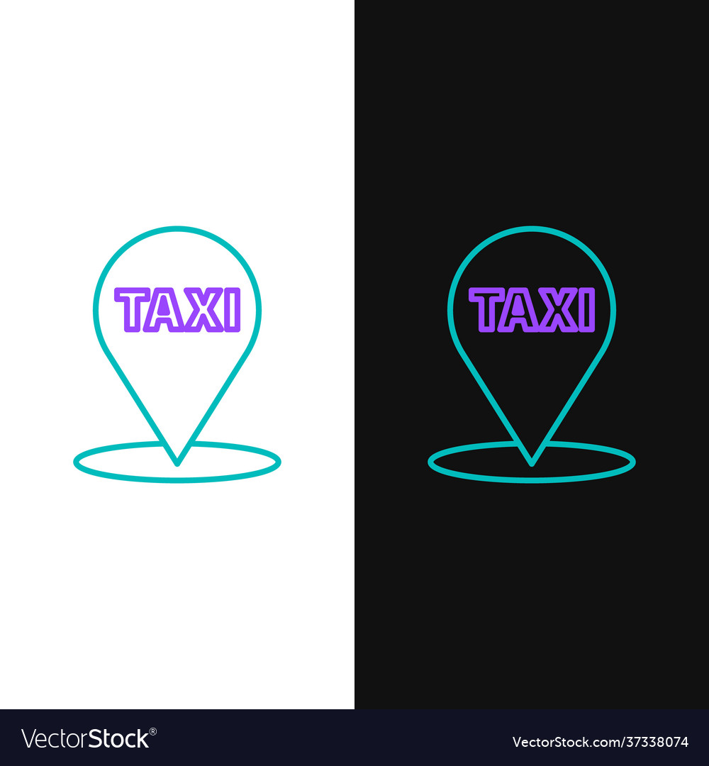 Line map pointer with taxi icon isolated on white Vector Image Line map pointer with taxi icon isolated on white