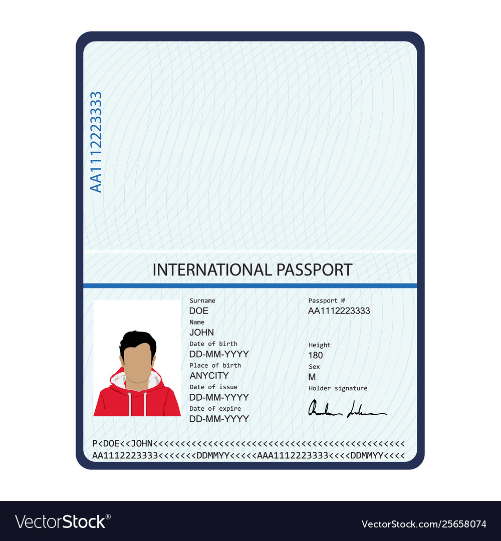 Passport Template with Personal Data
