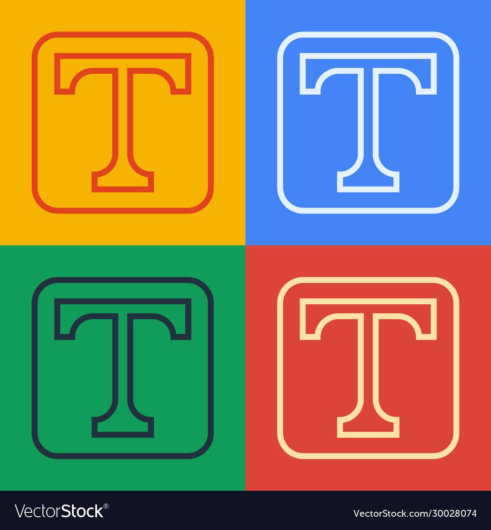 Pop art line text icon isolated on color vector image Pop art line text icon isolated on color