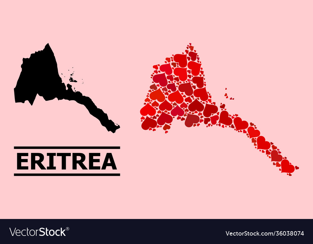 Red love mosaic map eritrea