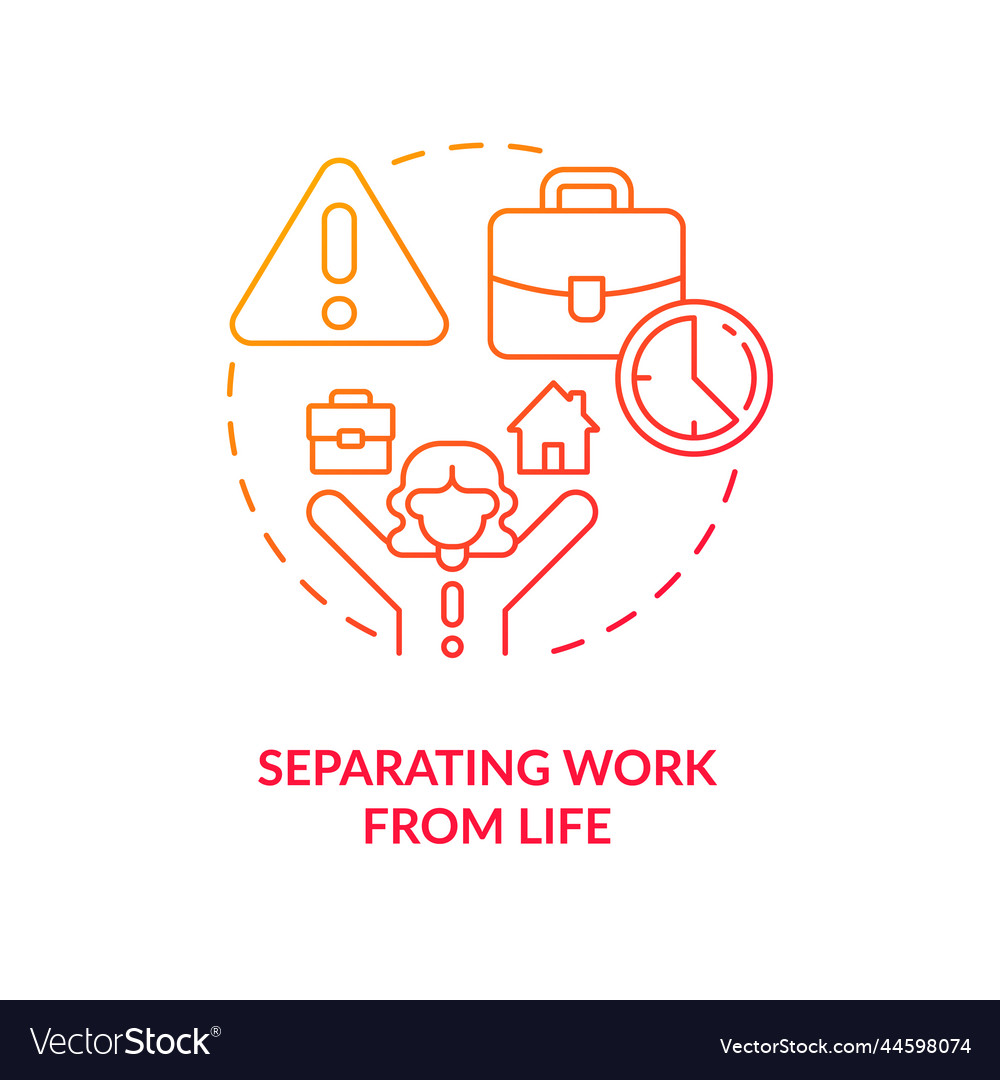 Separating work from life red gradient concept vector image Separating work from life red gradient concept