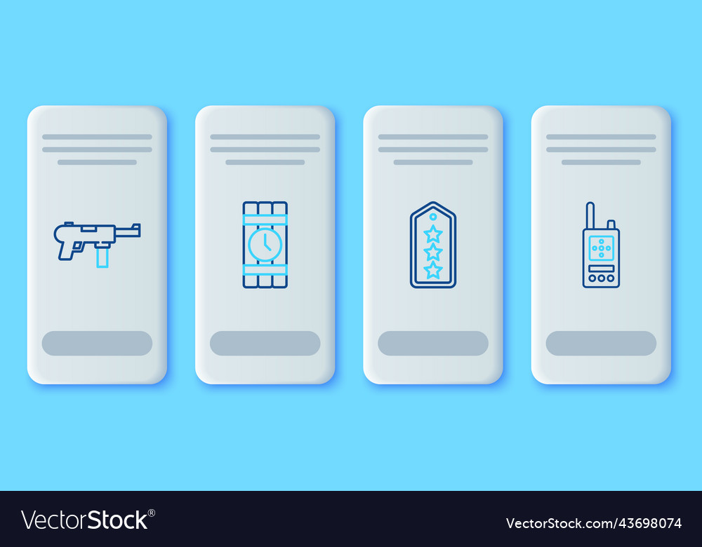 Set line dynamite and timer clock military rank vector image Set line dynamite and timer clock military rank